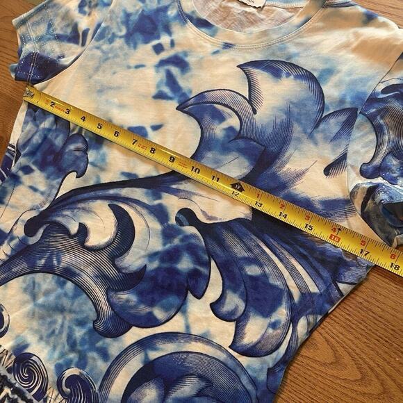 Versace Collection T-Shirt Rhinestone Blue Wave 42 UK 10 US 6 S Runway Baroque - Picture 3 of 9